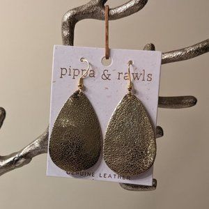 Pippa and Rawls - Genuine Leather Teardrop earrings - Gold